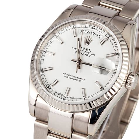 used rolex white gold president|Rolex presidential white gold.